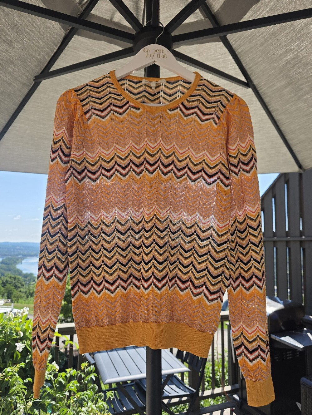 PRISTINE Maje Knit Cheveron  Sweater Size 1 = Small Multi Color